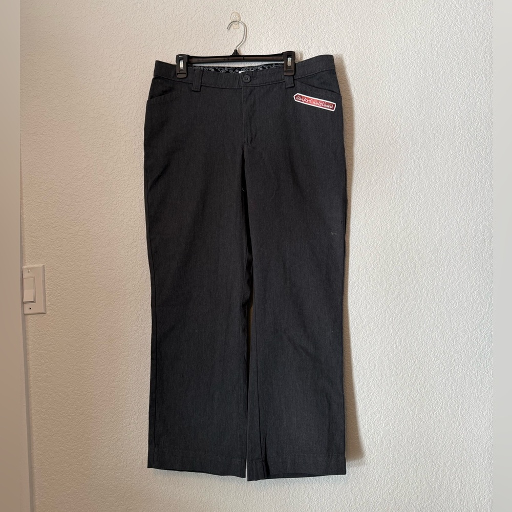 Lee Dress Pants Womens Size 16 Short Charcoal Gray Straight Leg Slacks